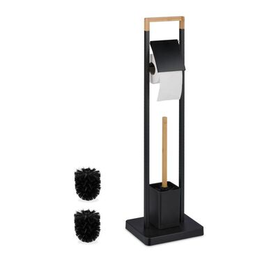 Relaxdays Toilet Set Bamboo & Stainless Steel