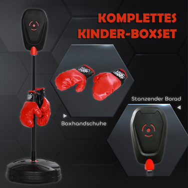 Набір для боксу для дітей AIYA PLAY Standboxsack, регульована висота, включає боксерські рукавички, заповнювана основа, Φ34 x 88-124H см, Чорний