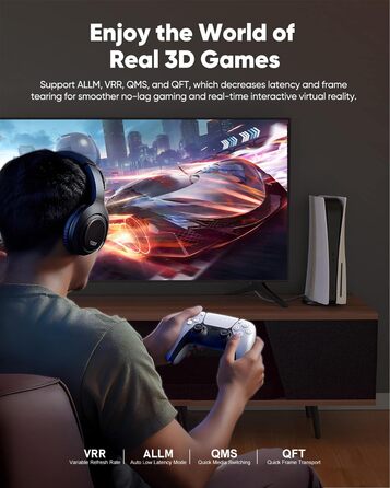 HDMI 2.2 кабель 2м: 16K, 8K, 4K, eARC, HDCP 2.3, HDR10, DTS:X, сумісний з PS5, Xbox, Fire TV