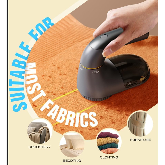 Електричний видальник ворсу POPCHOSE - бездротовий пристрій для видалення ворсу з одягу, меблів, 2000 mAh, 6 лез, 2 швидкості