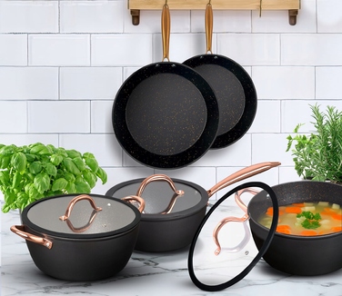 Набір каструль та сковорідок MG Home Rose Gold, 8 предметів, для індукційних плит