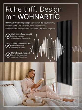 Акустичні панелі на фетрі для стін (набір 2 шт. 275х27 см), колір чорний 905, стінові ламелі 1,485 м²