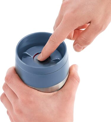 Термокружка Emsa N20202 Travel Mug Classic, 0.36 л, нержавіюча сталь, 4 години гаряча, 8 годин холодна, герметична, для миття в посудомийній машині, 360° отвір для пиття, синій