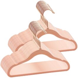 50 дитячих вішалок для одягу з оксамиту, вішалки для немовлят з поворотним гачком 360°, неслизькі та міцні з тримачем для краваток, 30B x 20,5H см, рожеві, AFY0350P