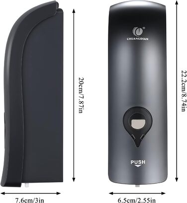 Дозатор мила настінний без свердління, 300 мл, ручний, для душу/шампуню/дезінфікуючого засобу, чорний/білий/золотий, опція сіро-чорний