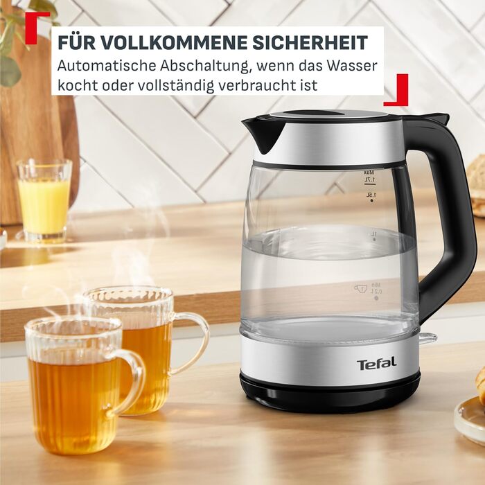 Електричний чайник Tefal KI1R0DE0 зі сталі, 1.7 л, 2200 Вт, з автоматичним вимкненням та фільтром від накипу