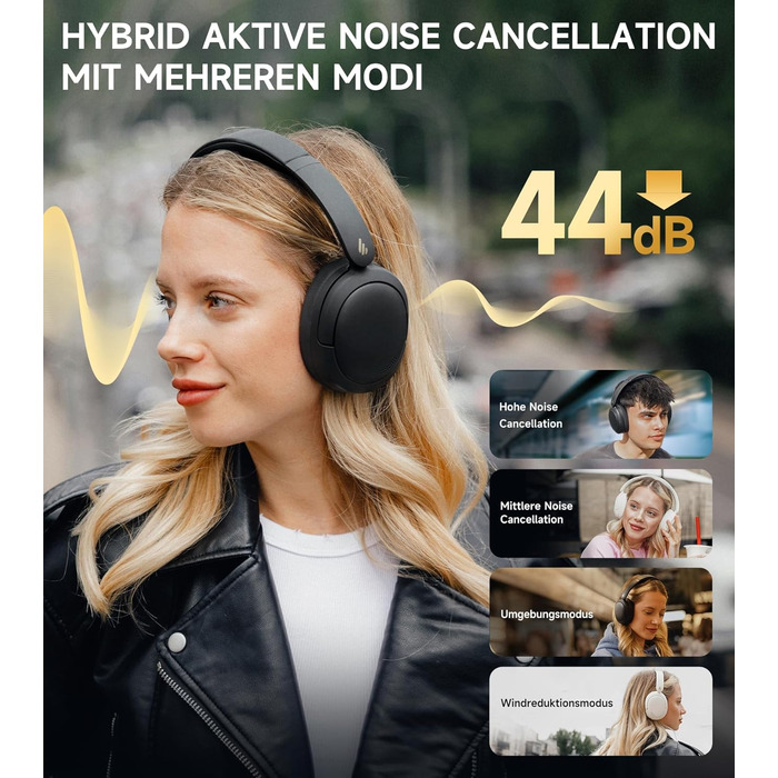 Навушники Edifier W800BT Pro Hybrid ANC Bluetooth 5.4 Over-Ear Чорні - Бездротові, з Шумозаглушенням, Hi-Res Audio, 45 год. роботи, Швидка зарядка, Складні