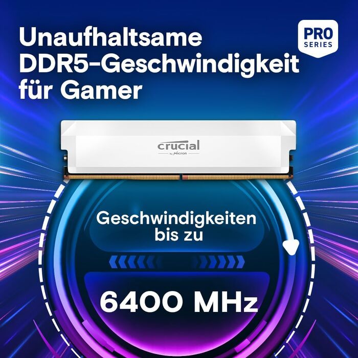 Crucial Pro DDR5 RAM 32GB (2x16GB) CL36: ігрова оперативна пам'ять для комп'ютера, Intel XMP 3.0 / AMD Expo, чорний