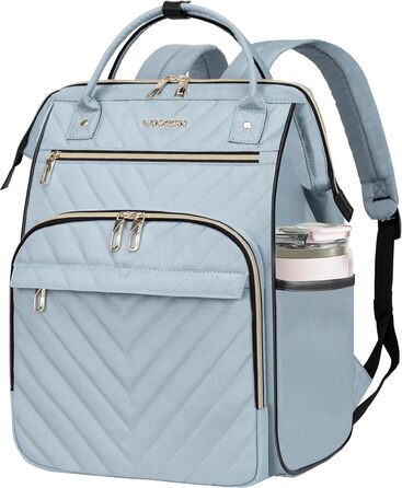 Рюкзак для ноутбука Vankean для жінок 15.6-16.2 дюймів з USB-портом, водонепроникний, для роботи/школи/подорожей, квітковий дизайн (стьобаний, світло-блакитний)