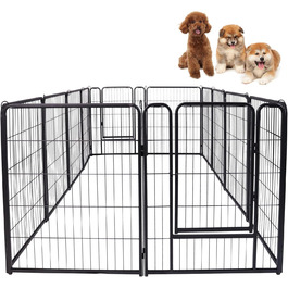 Набір вольєрів для собак SUBTLETY з дверима та ґрунтовими анкерами. Фолдіруваний вольєр для собак, загін для цуценят, захисний загін для тварин. Підходить для саду, кемпінгу (12 шт.)