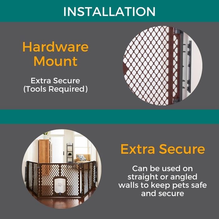 Льотний вольєр для собак North States MYPET Petyard, розкладний, 6 панелей, 66 см, для дому та вулиці, колір Feldstone