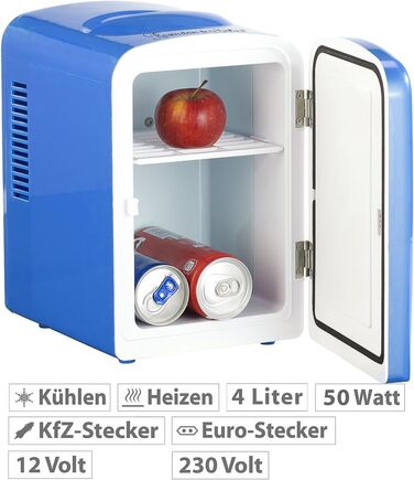 Портативний міні-холодильник Rosenstein & Söhne: 4 літри, 12/230V, з функцією підігріву, блакитний