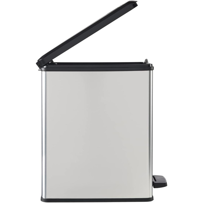 Сміттєвий кошик Curver Deco Slim 40 л, пластиковий, чорний/сріблястий металік, 39.3 x 25 x 60.7 см