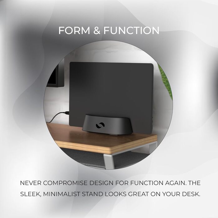 HumanCentric Adjustable Laptop Stand & Dock - Leather & Aluminum Black - Vertical Stand for MacBook Pro & Laptops (0.5' - 1.5')