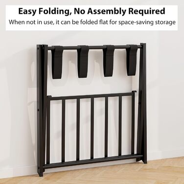 GIANTEX Folding Luggage Rack, 2-Tier, 68 x 43 x 58 cm, Luggage Stand, Metal Luggage Rack, Space-Saving, Luggage Rack for Bedroom, Guest Room, Hotel, Black (2 Pieces, Black)