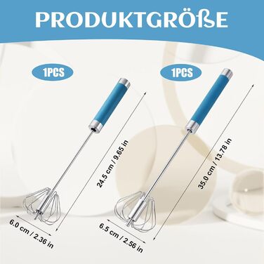 Набір з 2 штук напівавтоматичних міксерів для випічки та приготування їжі на природі, нержавіюча сталь, 10 та 12 дюймів