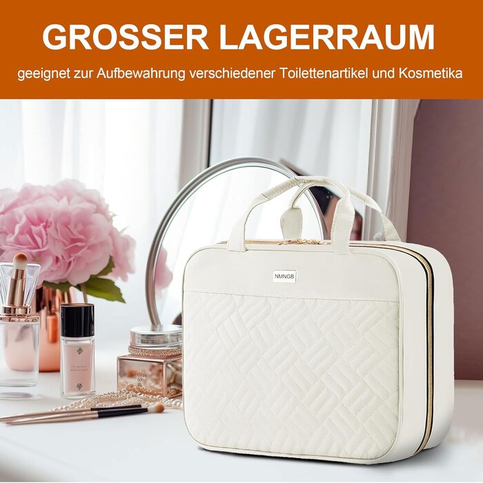 Косметичка для подорожей для жінок, прозора, з можливістю підвішування, для макіяжу та туалетних аксесуарів, біла