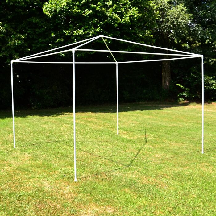 Garden pavilion, 3 x 3 m, waterproof, including 2 side walls each with 3 windows, pegs, guy ropes, corner connectors, material PE tarpaulin 110 g/m², painted metal frame, plug-in system, blue-white