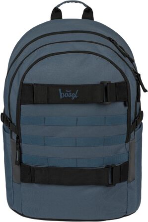 Шкільний рюкзак Baagl для хлопчиків та дівчаток-підлітків зі скейтбордом, відділенням для ноутбука та нагрудною стрічкою (Dust Blue)