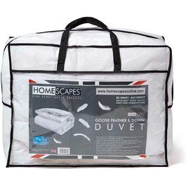 HOMESCAPES Warm Winter Comforter, 260 cm x 220 cm, Down Comforter Heat Class 4-5 with 85% Goose Down and 15% Feathers, Down Comforter, Quilted Comforter Öko-Tex certified 260 x 220 cm