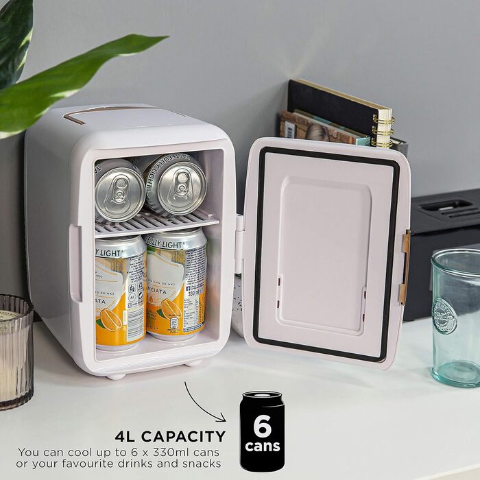 Russell Hobbs Mini Portable Cooler & Warmer - Drink, Beauty & Skincare - AC/DC - Scandi Style White & Wood Effect