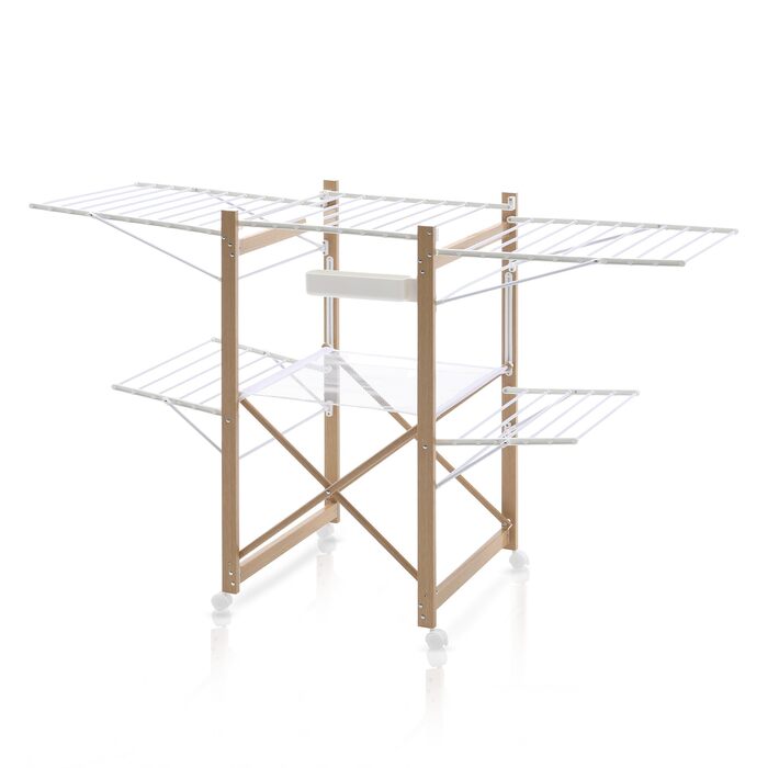 Металева сушарка для білизни Meisterhome® з 30 метрами мотузок, розкривні крила, економія місця, для одягу та рушників - біла