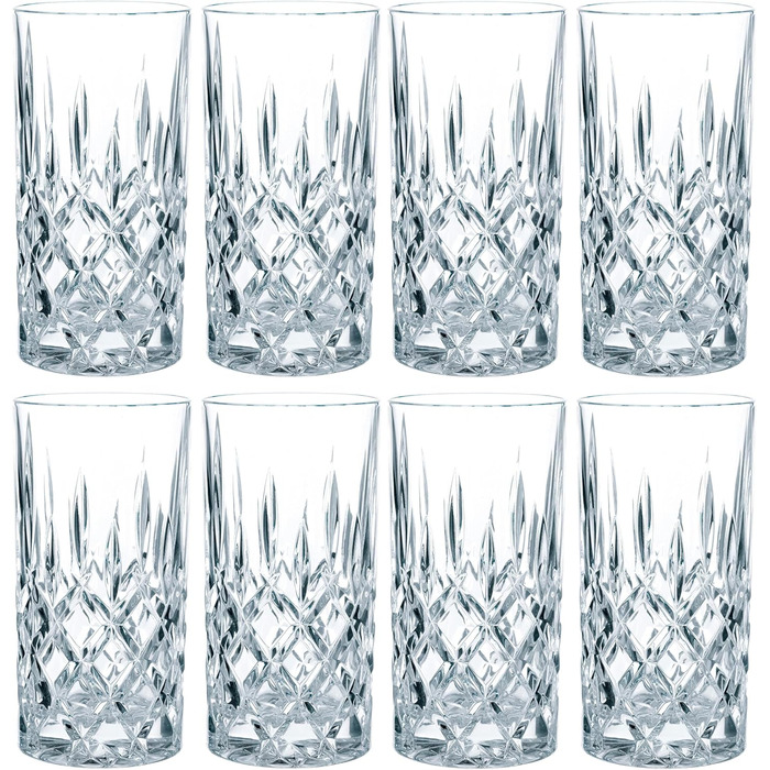 Spiegelau & Nachtmann Nachtmann Noblesse Highball Glasses Set, 8-Piece Set, Water Glasses, Juice Glasses, Crystal Glassware, H 14.8 cm, 375 ml