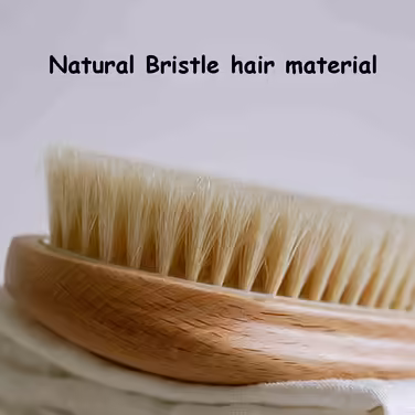 Transparent Particle-Matte Finish Anti-Slip Grip Body Brush, Bath Brush Wet and Dry Back Brush, Natural Bristle Hair Beechwood Material (14.8 * 3.1 inches * 2)