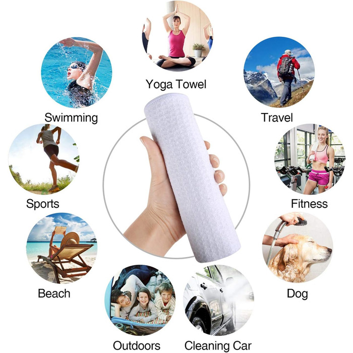 Рушник мікрофібри Sunland: спортивний, для подорожей, 40x80 см, ультрам'який, швидковисихаючий (білий)