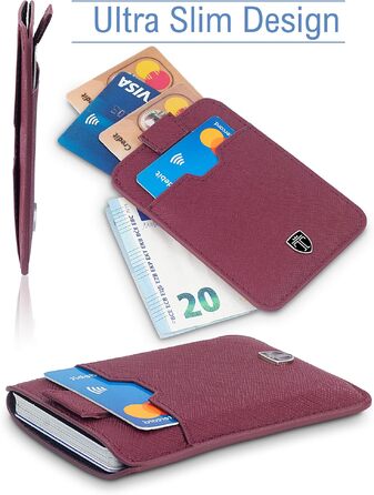 Слім-гаманець TRAVANDO Dallas для чоловіків, RFID-захист, картхолдер на 12 карт, компактний портмоне (Червоний)