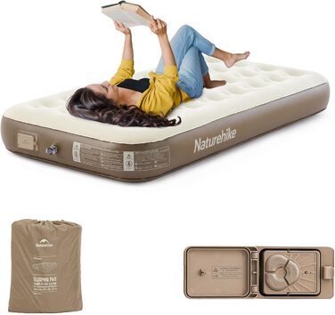Надувний матрац Naturehike для 2 осіб з електричним насосом, 200x150x25 см, самонадувний, преміум-якість, для кемпінгу та дому