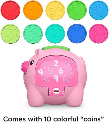 Fisher-Price Сміх та Навчання Лічильна Скарбничка, музична іграшка для малюків, багатобарвна