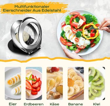 Ніж для яєць BIBURY з нержавіючої сталі 2-в-1, професійний слайсер для яєць, грибів, м'яких фруктів (безпечний для миття у посудомийній машині)