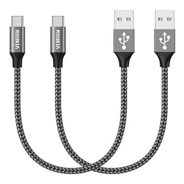 Кабель USB-C 2 шт. 3.1A, нейлон, USB-A на USB-C, для Samsung Galaxy S23, S22, S21, S20, S10, A53, A52, A33, A34, A20e, A14, A13, 0.5м+0.5м, сірий