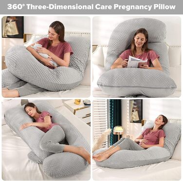 Подушка для вагітних Elover U-подібної форми, 144 см, знімний чохол, зелений (сірий світлий), поліпропілен