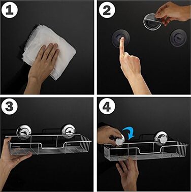 SANNO Strong Suction Cup Shower Shelf Bathroom Rack Storage Stainless Steel Soap Dish Holder, with Suction Cup, Sponge Holder for Shower, Bathroom