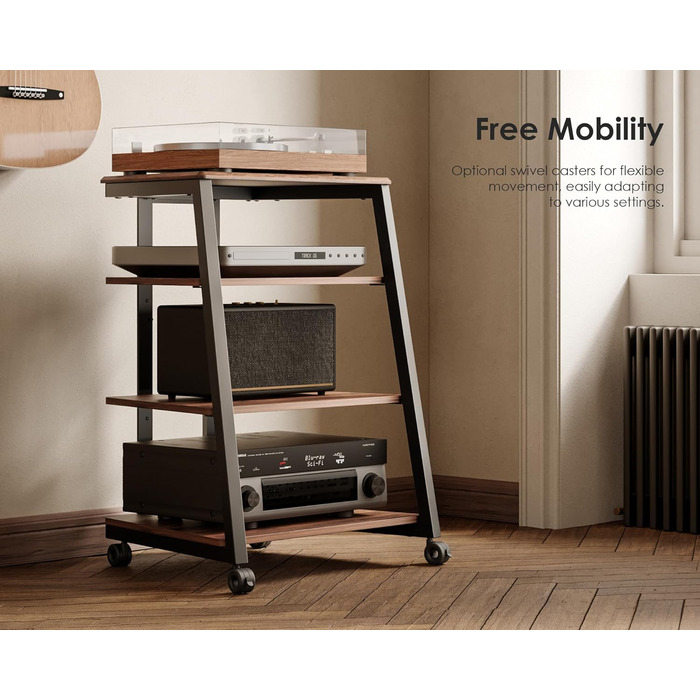 HiFi тумба FITUEYES для вінілу та аудіотехніки з полицями, 61x52x78 см - коричнева
