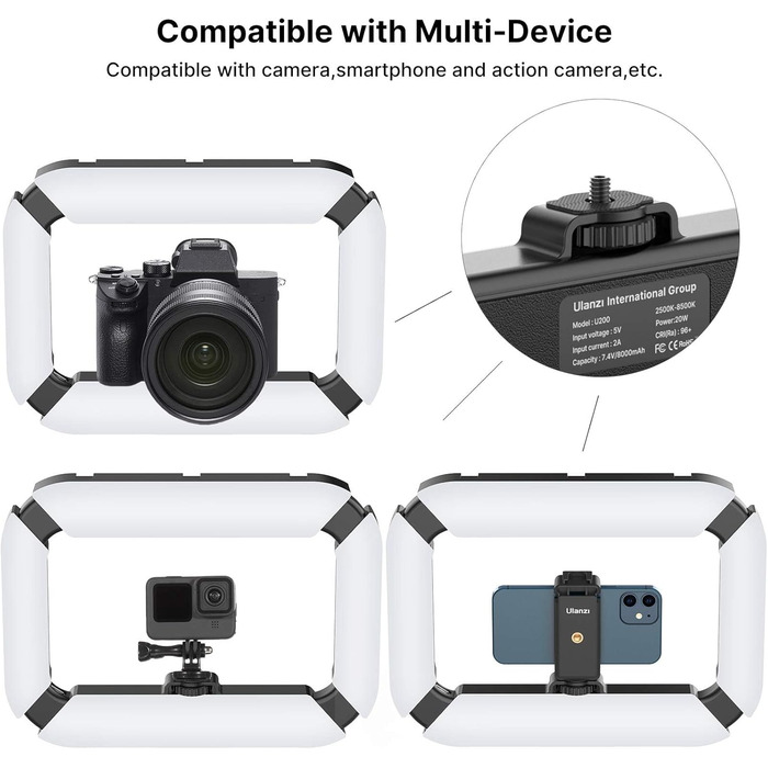 Стабілізатор для смартфона ULANZI з підсвічуванням та акумулятором 8000mAh - для відеозйомки, Live Stream, TikTok, YouTube