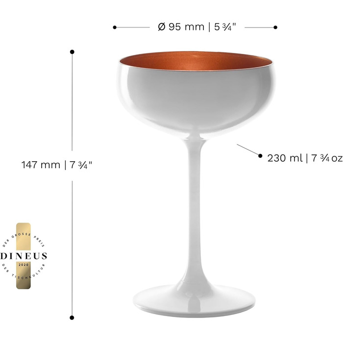 Набір келихів для шампанського Stölzle Lausitz Elements 6 шт. (230 мл) – Чорний/Бронзовий