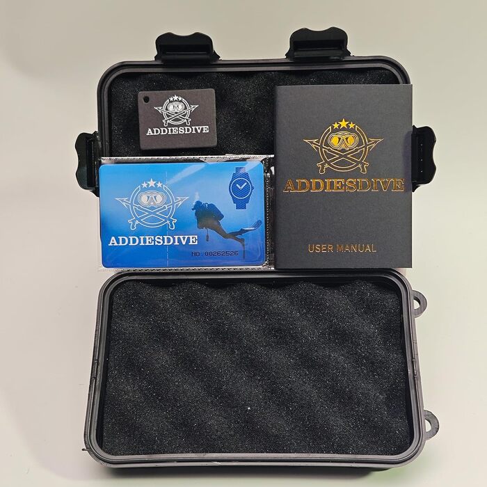 Годинник чоловічий ADDIESDIVE з кварцовим механізмом, аналоговий, водонепроникний 20bar, з нержавіючої сталі, великий, з підсвічуванням, чорний/білий