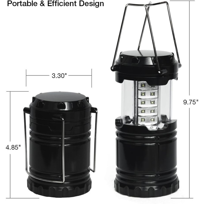 Party-Saving 4-Pack Portable Bright Camping Light with Folding Design and 30 LED Lights, APL1424