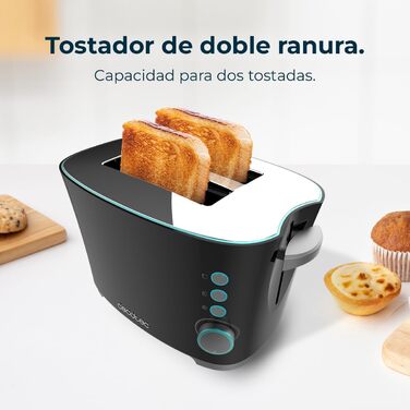 Тостер Cecotec Toast&Taste Extra W 1000W з подвійним широким слотом, 7 рівнів підсмажування, автоматичний викид, піддон для крихт, білий