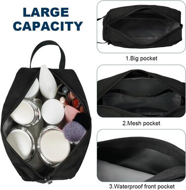 Чоловічий дорожній косметичний набір, жіноча культбагер великого розміру, косметичка-органайзер з подвійною блискавкою, чорна (#3)