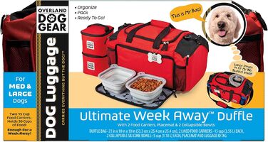 Чохол-переноска для собак Overland Chiens: містка сумка-дуфель для великих і середніх собак з 2 ручками та 2 складними мисками