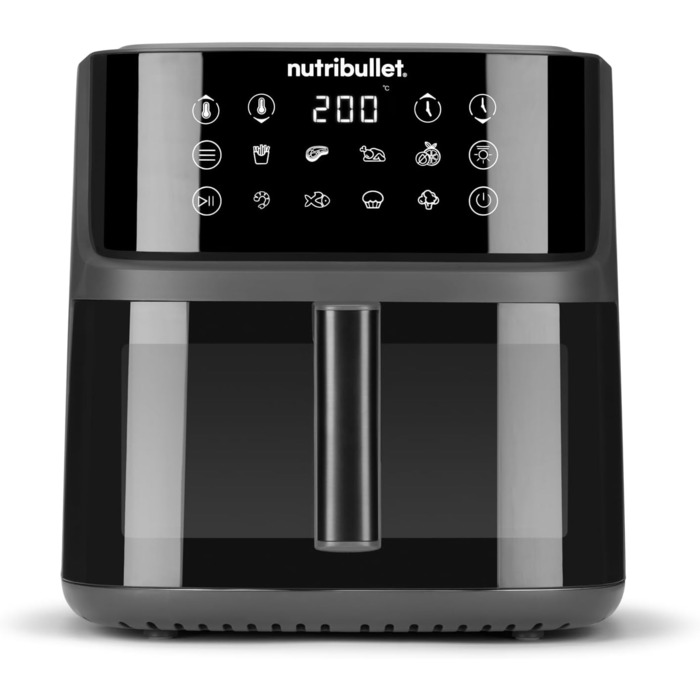 Nutribullet Crisplite Vision NBA0811DG: Фритюрниця повітряна, 8 л, цифрова, 2000 Вт, чорний матовий, без PFAS