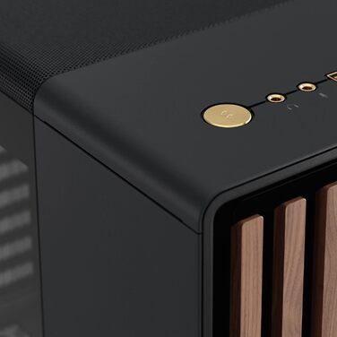 Комп'ютерний корпус Fractal Design North Charcoal Black TG Dark з темним склом, фасад з горіхового дерева, 2 вентилятори 140 мм, USB Type-C, Mid-Tower ATX