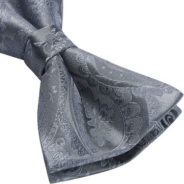 HISDERN Комплект краватки, нагрудного хустинки та запонок для чоловіків з візерунком павазь, з гачком, регульована, вже зав'язана, для весілля, свят, Різдва, Хелловіну, колір A2-Anthrazit