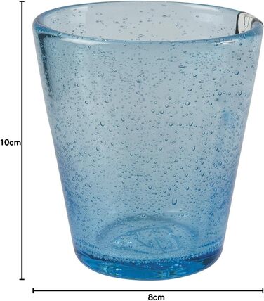 Villa d'Este Home Tivoli Cancun/Marea Set of 6 Water Glasses, 330 ml, made of hand-blown glass, with shades of blue