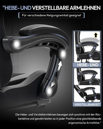 Геймерське крісло Nexthra Ergonomisch з підставкою для ніг, до 180 кг, чорне. Регульована спинка 150°, для геймінгу та офісу