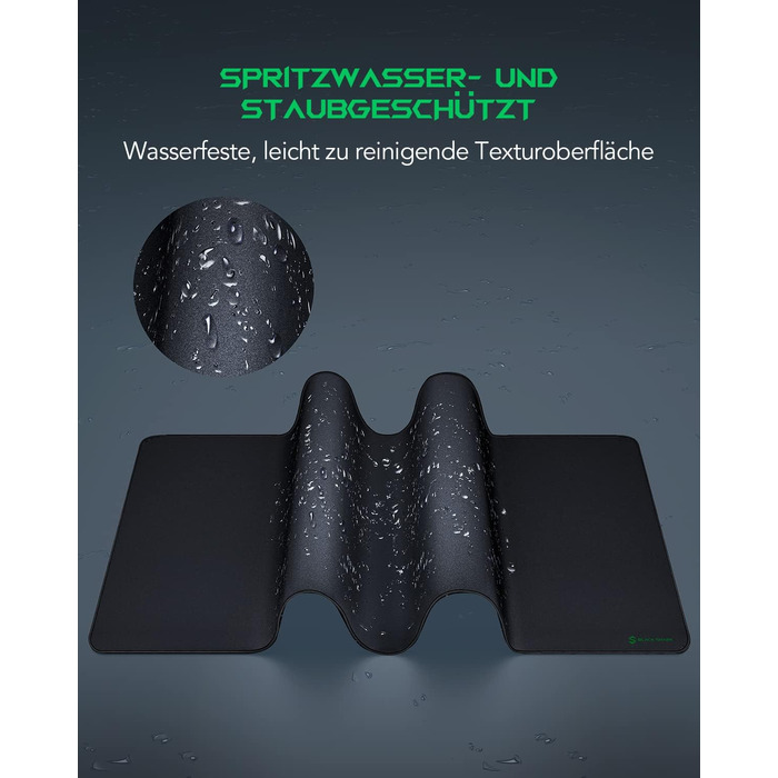 Чорний ігровий килимок Black Shark Gaming Manta P3 XL (900x400 мм) - вологостійкий, з антиковзною основою